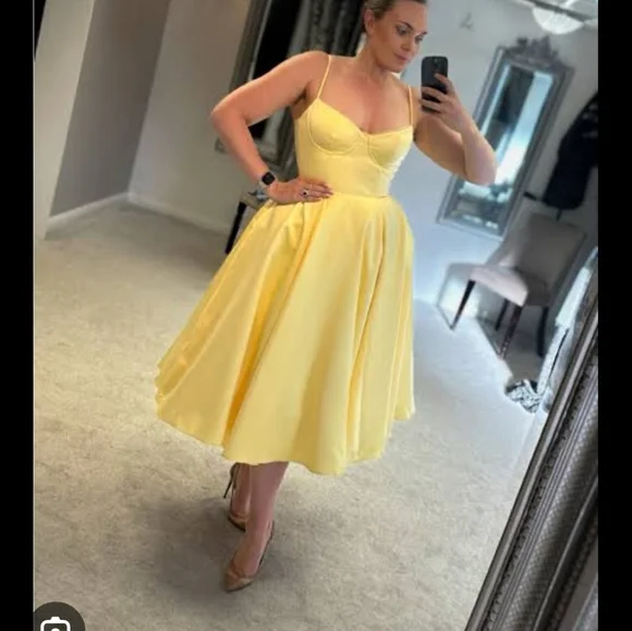 Mademoiselle Yellow Tulle Midi Corset Dress - Picture 5 of 6